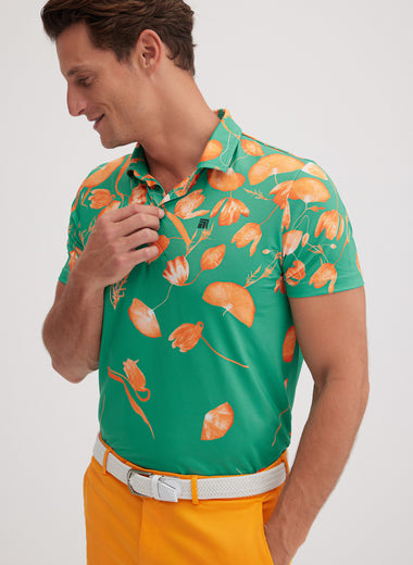 Botanica Golf Polo in Apricot on Coral