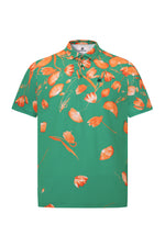 Botanica Golf Polo in Apricot Orange on Mint Green