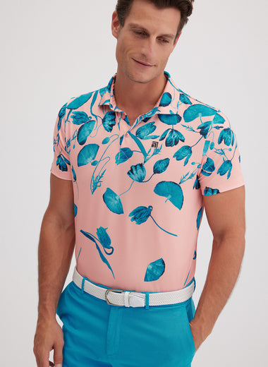 Botanica Golf Polo in Azura on Coral