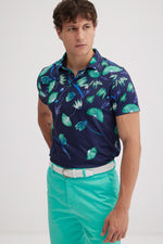 Botanica Golf Polo in Turquoise on Navy